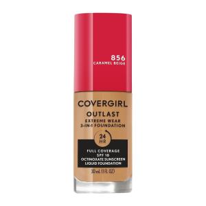 imageCovergirl Outlast Extreme Wear 3in1 Full Coverage Liquid Foundation SPF 18 Sunscreen Fair Ivory 1 Fl OzCaramel Beige