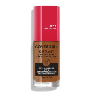 imageCovergirl Outlast Extreme Wear 3in1 Full Coverage Liquid Foundation SPF 18 Sunscreen Fair Ivory 1 Fl OzDeep Golden