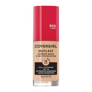 imageCovergirl Outlast Extreme Wear 3in1 Full Coverage Liquid Foundation SPF 18 Sunscreen Fair Ivory 1 Fl OzIvory