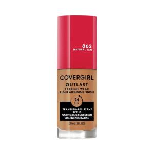 imageCovergirl Outlast Extreme Wear 3in1 Full Coverage Liquid Foundation SPF 18 Sunscreen Fair Ivory 1 Fl OzNatural Tan