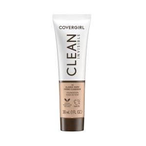 imageCOVERGIRL Clean Invisible Foundation Makeup Dewy ampamp Glowy Natural Finish Buildable Coverage SkinLike Smooth Look Vegan Perfect Beige 1ozClassic Ivory
