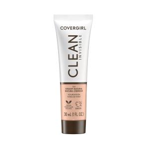 imageCOVERGIRL Clean Invisible Foundation Makeup Dewy ampamp Glowy Natural Finish Buildable Coverage SkinLike Smooth Look Vegan Perfect Beige 1ozCreamy Natural