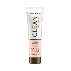 imageCOVERGIRL Clean Invisible Foundation Makeup Dewy ampamp Glowy Natural Finish Buildable Coverage SkinLike Smooth Look Vegan Perfect Beige 1ozPorcelain