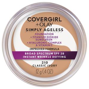 imageCOVERGIRL ampamp Olay Simply Ageless Instant WrinkleDefying Foundation Creamy Natural 044 Fl Oz Pack of 1210 Classic Ivory
