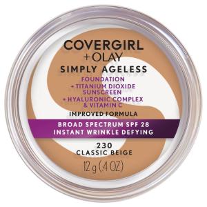 imageCOVERGIRL ampamp Olay Simply Ageless Instant WrinkleDefying Foundation Creamy Natural 044 Fl Oz Pack of 1230 Classic Beige