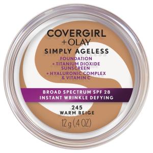 imageCOVERGIRL ampamp Olay Simply Ageless Instant WrinkleDefying Foundation Creamy Natural 044 Fl Oz Pack of 1245 Warm Beige