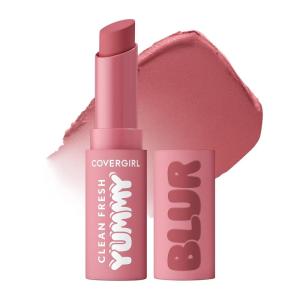 imageCOVERGIRL Clean Fresh Yummy Blur Lipstick Blurring Effect Matte Lip Color Sweet Pomegranate Flavored Vegan Formula  100 Blur in Pink True Rosy Pink140 Into the Blur